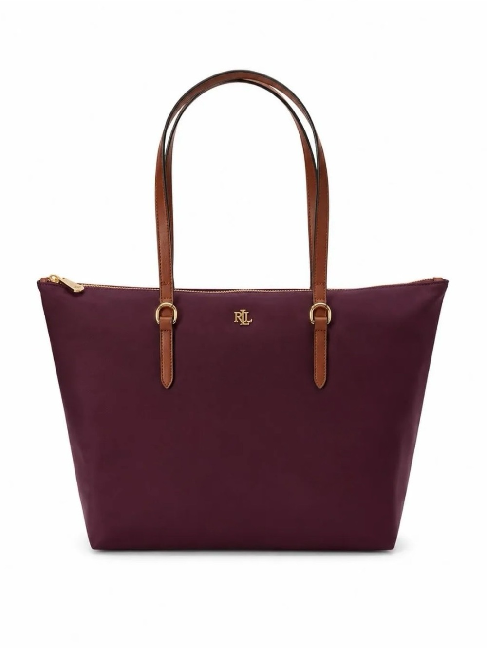 Ralph Lauren Nylon Medium Keaton Tote Bag color Pinot Noir